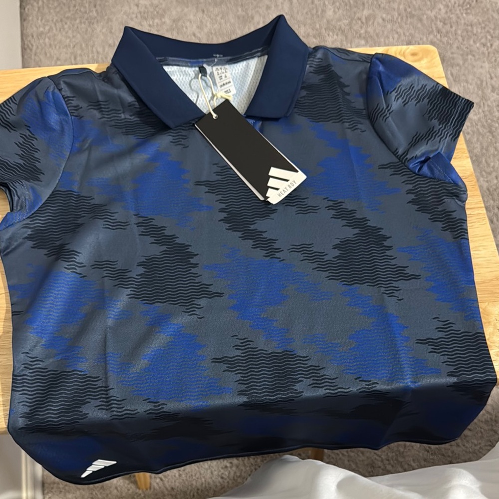 NWT Adidas Blue and Black Polo Shirt